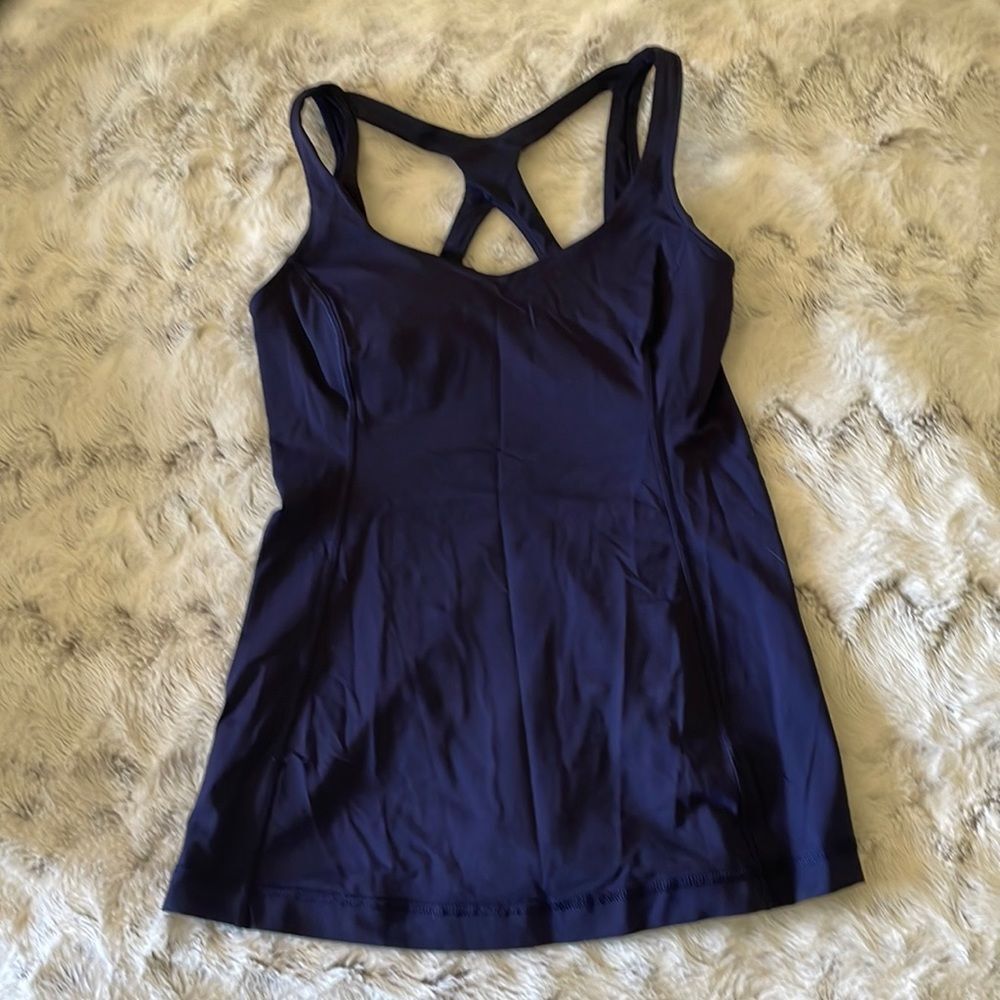 Lululemon Optimal Tank in Deep Indigo Purple Built in Bra Strappy Back small s